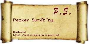 Pecker Surány névjegykártya